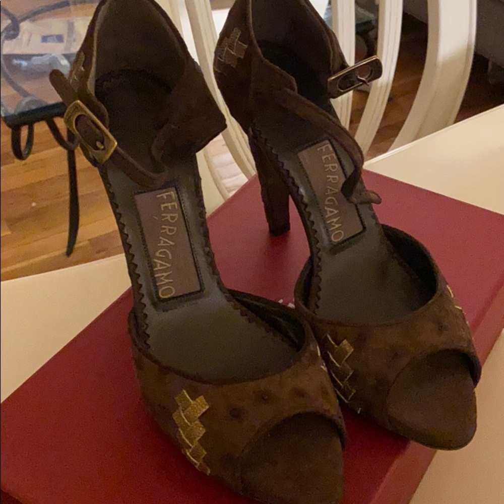Salvatore Ferragamo- Suede Heel Sandals